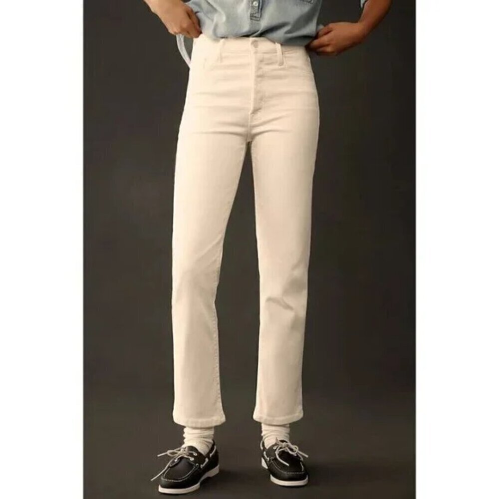 MOTHER The Tomcat High Waisted Jeans in Wash Cream Puffs Size US 26